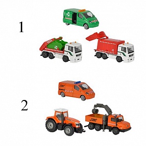 Игровой набор - Городская техника, с 3 машинками, 7,5 см., 2 вида (Majorette, 2057530)